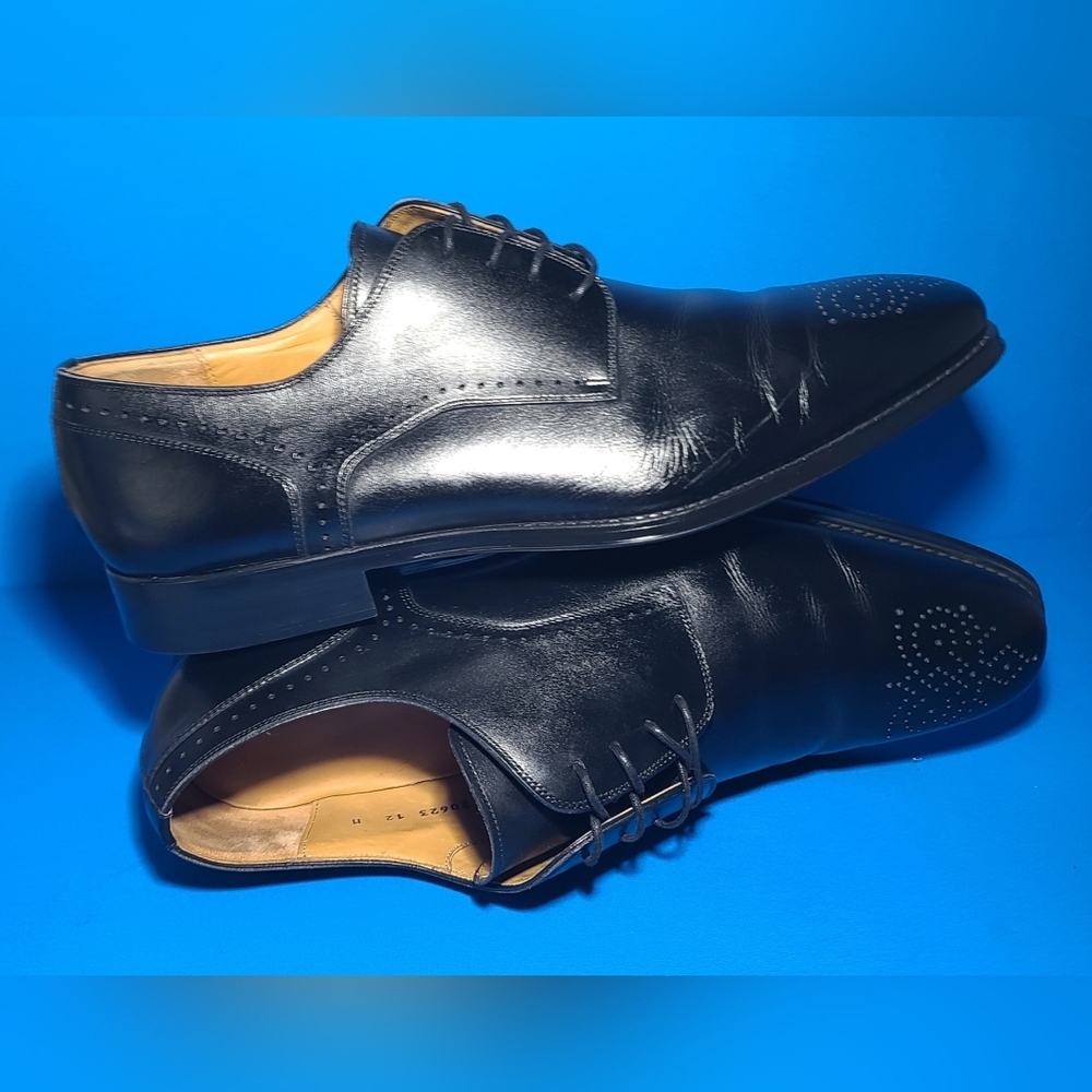 Magnanni Gregorio Derby Brogue Men's Black Leather Dress Shoes Size 12 M US - Picture 5 of 14